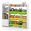 COSTWAY Kids Bookshelf Toy Storage Organizer w/ 8 Storage Boxes-Yellow