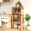 140cm Bamboo Bookshelf with See-through Acrylic Doors-Natural