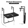 Patio Folding Hanging Table Balcony Railing Table Space-Saving Side Table Black