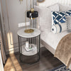 FATIVO Marble Side End Table Round Coffee Table Raised Black Legs Furniture Deco