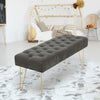 Upholstered Velvet Vintage Bench Button Tufted Dining Bench Padded Seat Chair