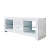 High Gloss TV Stand White Unit Cabinet 130cm Cupboard With LED Light & Drawers