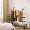Metal Double Clothes Rail Garment Hanging Rack Shelf Display Shoe Stand w/ Hooks