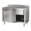 110cm Single Bowl Stainless Steel Catering Sink Cabinet w/Platform &Sliding Door