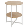 Small Round Coffee Table End Side Table Bedside Stand with Shelf Metal Frame New