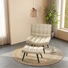 Velvet Upholstered Single Sofa Leisure Lounger Bedroom Accent Chair with Ottoman