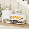 Shoe Storage Bench w/ Cabinet 10 Pair of Shoe and Cushion for Entryway Home Hall