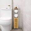 Free Standing Toilet Paper Roll Holder Stand Wood Bathroom Storage Cabinet White