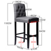 Upholstered Bar Stool Kitchen High Chair Pub Barstool Padded Seat with Backrest