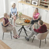 Small Round Dining Table Vintage Industrial Style Metal Oak Kitchen Furniture