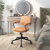 Height-Adjustable PU Leather Desk Chair Upholstered Swivel Task Chair W/Armrest