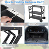 3-Tier Foldable Outdoor Cart Movable Multifunctional Flattop Worktable 2 Wheels