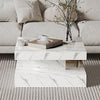 High Gloss Coffee Table for Living Room Square Side Table LED Light Furniture
