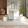 Mobile Drop Leaf Dining Table, Folding Desk with Wheels & 4 Chairs Natural