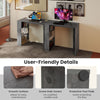 Computer Desk 90cm Study Desk Wooden Writing Desk w/Bookshelf-Grey