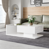 Coffee Table with LED Light, High-Gloss White With Drawer Living Room Furniture