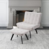 Comfy Teddy Velvet Folding Backrest Lounge Armchair &Footstool Set w/Metal Legs