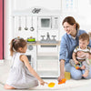 Toddlers Wooden Play Kitchen Pretend Play Cooking Set w/Microwave-White