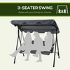 Outdoor Garden Swing Chair 3 Seater Cushioned Seat with Adjustable Canopy Grey