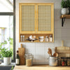 Bathroom Wall Cabinet Bamboo Medicine Cabinet 2 Rattan Doors for Kitchen Hallway
