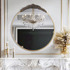 32" Large Ornate Glam Round Wall Mirror Baroque Embossed Framed Vanity Mirror