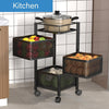 4 Tier Storage Rack Kitchen Rotating Vegetable Serving Bath Trolley Cart Shelf