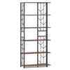 6-Tier Bookshelf Modern Geometric Bookcase-Brown