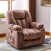 Electric Power Massage Lift Cinema Recliner Velvet Riser Heated Chair Sofa Brown