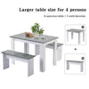3Pcs Marble Look Dining Table and Chairs Set 2 Benches Kitchen Furniture Grey