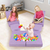 COSTWAY 8-Piece Modular Kids Play Couch Convertible Climb & Crawl Foam-Purple
