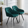 Set of 2 Green Swivel Dining Chair Velvet Rotatable Padded Seat Dining Room New