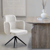 White Teddy Velvet Vanity Chair Swivel Desk Chair For Home Office, Metal Legs