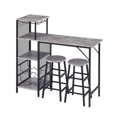 3Pcs Bar Table Stools Set 2 Bar Stools for Breakfast Pub Counter Small Apartment