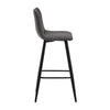 2 Faux Leather Bar Stools Grey with Stripe Padded Seat Metal Legs Kitchen Chairs