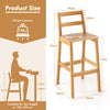 2X Bar Height Stools Rubber Wood Natural Armless Bar Stools W/Backrests Footrest