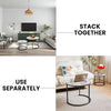 Round Nesting Coffee Table Set - Stackable Wooden Nest of Tables for Living Room