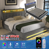 STORAGE GAS LIFT UP 4FT6 DOUBLE SIZE METAL BED FRAME W/ LED LIGHTS HEADBOARD UK