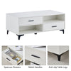 White Coffee Table with Storage 4 Drawers Shelf Home Office Lounge Metal Legs
