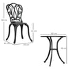 3 Piece Patio Bistro Set Outdoor Table Set with Umbrella Hole Black