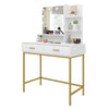 Dressing Table Makeup Desk with LED Light Mirror 2 Drawers Bedroom Vanity Desk