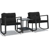3 Pieces Outdoor Rocking Bistro Set PE Rattan Rocking Chair Set with Cushions