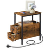 Side Table Narrow Bedside Table w/Charging Station USB Ports Nightstand
