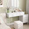 Industrial Styled Workstation Writing Table Computer Desk w/ 5 Drawers-White
