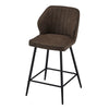 Set of 2 Bar Stools Faux Leather Seat Counter Stools Back Bar Stools