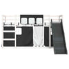 Bunk Bed with Slide and Curtains White and Black 80x200 O3R8