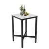 Glossy White Bar Table Square Tall Table Heavy-Duty Steel Frame Industrial Bar