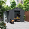 10x6FT Outdoor Garden Metal Storage Shed House w/Open Sheds for Tools Bike