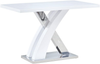 Dining Table 120cm High Gloss Chrome X Frame Kitchen Dining Furniture White Sets