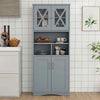 Tall Bathroom Cabinet Large Floor Storage Cabinet w/ Acrylic Doors Grey