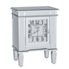 Luxury Silver Side Table w Clock Mirrored Glass Nightstand Furniture Living Room